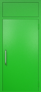 Однопольная техническая дверь RAL 6038 (ручка-скоба, фрамуга)