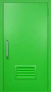 Однопольная техническая дверь RAL 6038 (ручка-скоба, вентиляция-жалюзи)