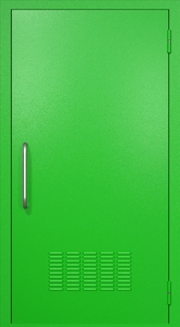 Однопольная техническая дверь RAL 6038 (ручка-скоба, вентиляция)