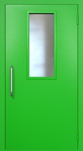 Однопольная техническая дверь RAL 6038 с узким стеклопакетом (ручка-скоба) Однопольная техническая дверь RAL 6038 с узким стеклопакетом (ручка-скоба)