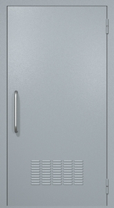 Однопольная техническая дверь RAL 7040 (ручка-скоба, вентиляция)