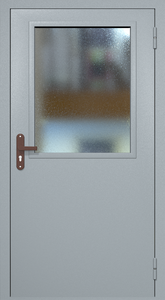 Однопольная техническая дверь RAL 7040 с широким стеклопакетом Однопольная техническая дверь RAL 7040 с широким стеклопакетом