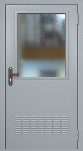 Однопольная техническая дверь RAL 7040 с широким стеклопакетом (вентиляция)