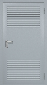 Однопольная техническая дверь RAL 7040 с жалюзийными решетками