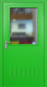 Однопольная техническая стальная дверь RAL 6038 с широким стеклопакетом (вентиляция)