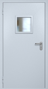 Однопольная противопожарная дверь ei60 RAL 7035 с квадратным стеклопакетом