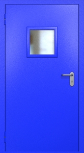 Однопольная противопожарная дверь ei60 RAL 5002 с квадратным стеклопакетом