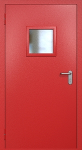 Однопольная противопожарная дверь ei60 RAL 3000 с квадратным стеклопакетом