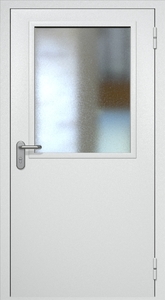 Однопольная противопожарная дверь ei60 RAL 9003 с широким стеклопакетом