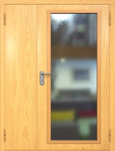 Полуторная противопожарная дверь eiw60 МДФ с максимальным остеклением