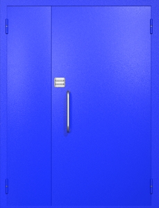 Полуторная техническая дверь RAL 5002 (ручка-скоба, кодовый замок)