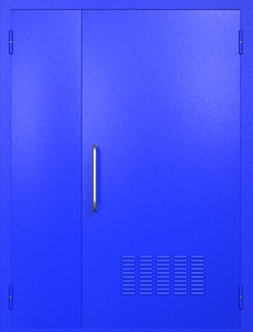 Полуторная техническая дверь RAL 5002 (ручка-скоба, вентиляция)