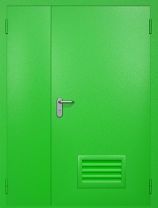 Полуторная техническая дверь RAL 6038 (вентиляция-жалюзи)