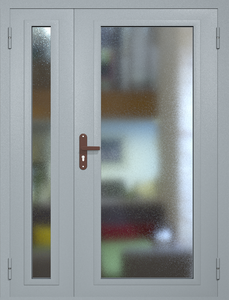 Полуторная техническая дверь RAL 7040 с максимальным остеклением (обе створки) Полуторная техническая дверь RAL 7040 с максимальным остеклением (обе створки)