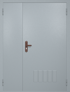 Полуторная техническая дверь RAL 7040 (вентиляция)