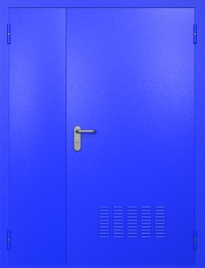 Полуторная техническая стальная дверь RAL 5002 (вентиляция) Полуторная техническая стальная дверь RAL 5002 (вентиляция)