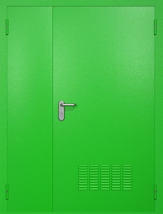 Полуторная техническая стальная дверь RAL 6038 (вентиляция) Полуторная техническая стальная дверь RAL 6038 (вентиляция)