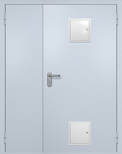 Полуторная противопожарная дверь ei60 RAL 7035 (стыковочный узел 2 шт)