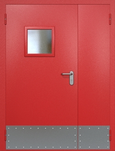 Полуторная противопожарная дверь ei60 RAL 3000 с квадратным стеклопакетом (узкий отбойник) Полуторная противопожарная дверь ei60 RAL 3000 с квадратным стеклопакетом (узкий отбойник)