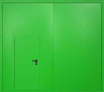 Противопожарные ворота ei60 RAL 6038 с калиткой Противопожарные ворота ei60 RAL 6038 с калиткой